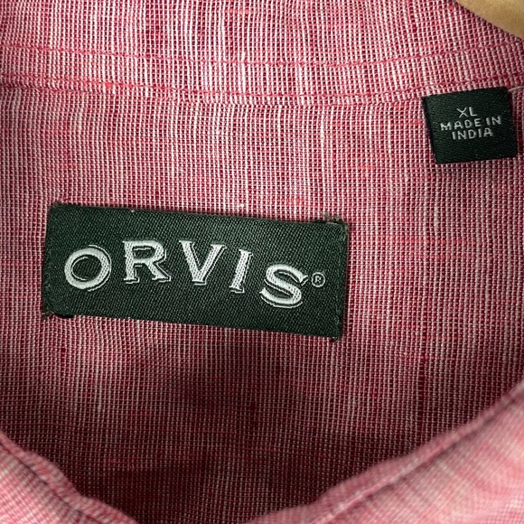 Orvis Red Linen Short Sleeve Button Down - Picture 6 of 8